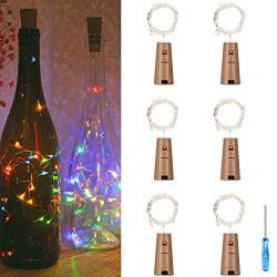 6 Pack 20 LED Wine Bottle Lights with Cork, Fairy Mini String Lights, Battery Operated Starry Lights for DIY, Wedding, Party, Christmas, Halloween,Indoor and Outdoor Decor (4 Color)