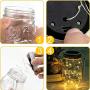 LiyuanQ Hanging Solar Mason Jar Lid Lights, 6 Pack LED String Fairy Lights Solar Lanterns Table Lights, 6 Hangers and Jars Included, Great Outdoor Décor for Lawn Patio Garden Yard (Warm White)