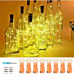 VOOKRY Wine Bottle Lights with Cork,20 LED Battery Operated Fairy String Lights Mini Copper Wire Bottle Lights for DIY, Party，Decor，Christmas,Thanksgiving Day,Wedding(Warm White 8 Pack)