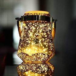 Hanging Outdoor Waterproof Tree Lantern, Battery Operated Fairy Starry Twinkle Firefly Mini Led String Lights with Timer, Gold Mercury Glass Mason Jar Lamp for Yard Backyard Garden Patio Decorations