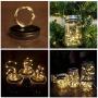 Solar Mason Jar Lid String Lights 8 Pack 30 Led String Fairy Star Firefly Jar Lids Lights Solar Lanterns with 8 Hangers (Jars Not Included) for Garden Patio Wedding Lantern Decorations,Warm White