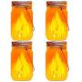 Solar Mason Jar Lights,4 Pack LED Flickering Flame Effect Light,Solar Lanterns for Outdoor Patio Party Garden Wedding Christmas Decor Lights(Mason Jars/Handles Included)