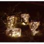 Homeleo 4 Set Waterproof Solar Mason Jar String Lights Lids with Handmade Country Style Burlap Hangers for Garden Backyard Outdoor Christmas Decoration(Jars Not Included)