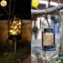 4 Pack Yeuago Solar Lantern Outdoor Backyard Decor Hanging Mason Jar Solar Lights with 30 Led Lights Retro Design Waterproof Garden Decor for Outside(Warm Light)