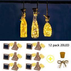 ZYLiWoo Starry Love Bottle Lights Solar Wine Bottle Lights 12 Packs 20LED Outdoor Waterproof Fairy Light Strings for Recycling Wine Bottle Decoration