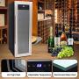 12 Bottle Wine Cooler Refrigerator - White Red Wine Fridge Chiller Countertop Wine Cooler - Freestanding Compact Mini Wine Fridge 12 Bottle w/Digital Control, Stainless Steel Door - NutriChef PKCWC12