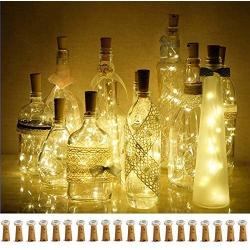 Decorman Wine Bottle Cork Lights, 20 Pack 20 LED Cork Shape Silver Copper Wire LED Starry Fairy Mini String Lights for DIY/Decor/Party/Wedding/Christmas/Halloween (Warm White)