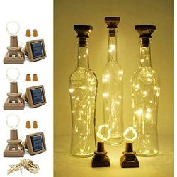 Solar Powered Wine Bottle Lights with Cork, LoveNite 6 Pack 20 LED Cork Shape Silver Copper Wire Colorful Fairy Mini String Lights for DIY, Party, Christmas, Wedding Decor (Warm White)