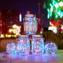 Solar Mason Jar Lights 20 LEDs Hanging Solar Lantern Lights String Lamp with Lid Handle Decoration for Garden Colorful Light 2m