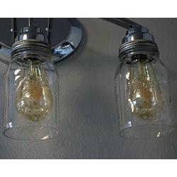 Open Bottom Mason Jar Glass Shade with 1-5/8-Inch Fitter Opening Lighting Lid (RM Quart Ball Jar, Clear)