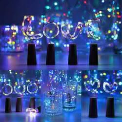 MIXALY 12 Pack 20 LED Wine Bottle Lights with Cork, 6.5ft/2M Copper Wire Cork Lights, Battery Operated Bottle Cork String Lights for DIY Party Decor, Christmas Wedding Festival- Colorful