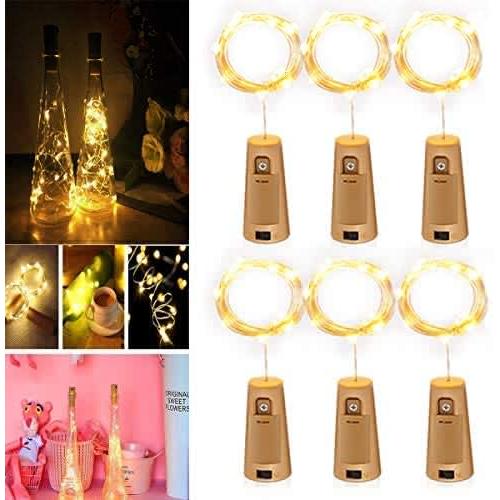 Wine Bottle Lights, LED Cork Fairy Lights Set of 6, Jar String Light for Bedroom Patio Wedding Party Christmas etc