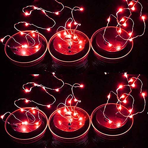 POPPAP Solar Jar Lid Lights for Mason Jars Decor Indoor Outdoor Mood Light Firefly Lights Solar Mason Jar Lids Lights/6Lids 20LED 78.74inch Length Red Lighting