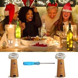 Cooo 2 Lamp Sets Wine Bottle Lights with Cork 20Led,6pre-Installed Battery, LED Fairy Lights Battery Operated DIY Room Party Christmas Halloween Wedding Birthday Dinner Bar Decor -Warm White