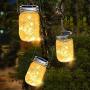 YKB Solar Mason Jar Lid Lights, 6 Pack Hanging Solar Lights Outdoor, 30 LEDs String Fairy Lights Led Table Lanterns, Decor for Garden Yard Patio Lawn Christmas (Hangers and Jars Included)