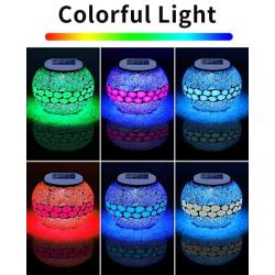 Color Changing Mosaic Solar Glass Garden Decoration Light, Rechargeable Multicolor Solar Table Lamp Waterproof LED Night Light for Garden, Party, Bedroom, Patio, Indoor/Outdoor Decoration, Ideal Gifts