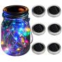 KZOBYD 6 Pack Mason Jar Lid Solar Waterproof Fairy Starry Firefly Lights for Regular Mouth Mason Jar Lantern on Patio Yard Pathway Festivals Home Decor(Jars Not Included)(6, Colorful)