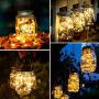 Solar Mason Jar Lid Lights,8 Pack 30 Led Lights Starry Fairy Firefly Jar Lights, Solar Lantern Lights for Outdoor Patio Garden Yard Wedding Decor,8 Hangers Included(Jars Not Included) (Warm White)