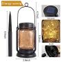 Hanging Mason Jar Solar Lanterns Outdoor Waterproof(Included Stake)2 Pack 30 Led Solar Glass Jar Lights Table Lamps-Retro Design Decorative Fairy Lantern for Party Patio Garden Path Trees