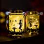 ANGMLN Solar Fairy Lantern Mason Jar Light- 4 Pack Ourdoor Fairies Decorations Gifts Hanging Lamp Frosted Glass Jar with Stake for Yard Garden Patio Lawn