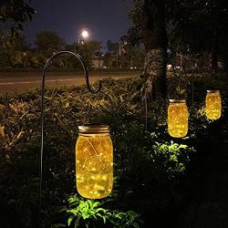 Solar Mason Jar Lights,6 Pack Large-Size Jars with Solar Powered 30 LEDs Starry Fairy Lights,Solar Lanterns for Outdoor Patio Party Garden Decor Lights (Jars and Handles Included) (Warm White)