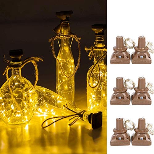 Solar Powered Wine Bottle Lights,8 Pack 20 LED Waterproof Outdoor Solar Fairy String Cork Lights for Wedding Christmas,Holiday, Garden, Patio Tabletop Decor (Warm White)