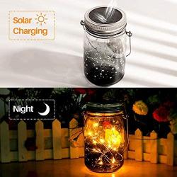 Solar Mason Jar Lights - 3 Pack 30 LED Starry Fairy String Solar Garden Hanging Lights Waterproof Indoor/Outdoor Decorative Lights for Courtyard Wedding Party Christmas (Warm White)