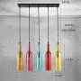 5-Light Vintage Industrial Colored Glass Pendant Light, Wine Bottle Creative Retro Chandelier for Cafe Loft Restaurant Kitchen Island Bar Dining Room Bar