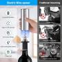 Electric Wine Opener, Rechargeable Automatic Corkscrew Wine Bottle Opener Set, w/4 Chilling Ice Cubes, Wine Pourer, Foil Cutter, Stainless Steel