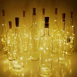 Wine Bottle Cork Lights 15Pack 10 LED/ 40 Inches Battery Operated Cork Shape Copper Wire Colorful Fairy Mini String Lights for Party Christmas Halloween Wedding Decoration (Warm White)