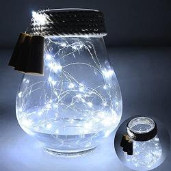 Qzc Pack pf 6 Bottle Lights,Solar Wine Bottle Cork Lights 39inch 10 LED Ultra Bright Copper String Starry LED Lights forSolar Wine Bottle Cork Lights(Bottle NOT Included) (White)