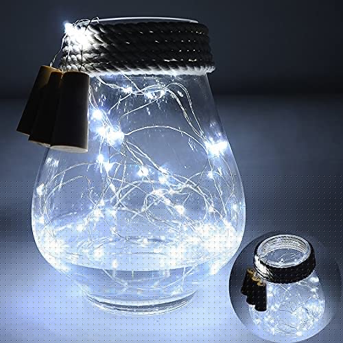 Qzc Pack pf 6 Bottle Lights,Solar Wine Bottle Cork Lights 39inch 10 LED Ultra Bright Copper String Starry LED Lights forSolar Wine Bottle Cork Lights(Bottle NOT Included) (White)
