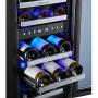 Phiestina 15 Inch Dual Zone Wine Cooler Refrigerator - 29 Bottle Built-in or Free-standing Frost Free Compressor Wine Refrigerator for White and Red Wines with Digital Memory Temperature Control