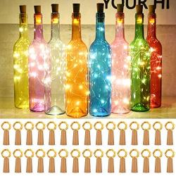 Taiker Wine Bottle Lights with Cork, 30 Pack 20 LED Battery Operated LED Fairy Mini String Lights for DIY, Party, Decor, Christmas, Halloween,Wedding (Warm White)