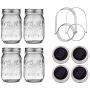 Solar Mason Jar Lights, 4 Pack 20 LED Waterproof Fairy Firefly Jar Lids String Lights (with Jars and Hangers), Garden Patio Yard Wedding Easter Decoration - Cool White