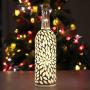 Holitown Wine Bottle Lights, White Leaf Mosaic Wine Bottle Lantern, Battery Powered, Decortive Bottle for Summer Beach Theme Party, Home, Wedding, Bars(1 Pack) (White Leaf)