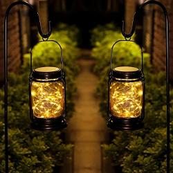 YUEFA Solar Lanterns Outdoor Waterproof, Mason jar Hanging Solar Garden Lights lantrens,for DIY Garden Patio Holiday and Outdoor Large Lawn Decoration