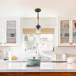 Mini Pendant Lights for Kitchen Island, Mason Jar Lights in Faux Wood Metal Finish, 4 Farmhouse Small Chandelier with Clear Glass Shade