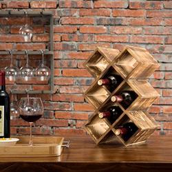 MyGift Countertop Burnt Wood 8-Bottle Wine Rack