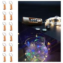 Wine Bottle Lights 12 Pack Battery Operated LED Cork Shape Silver Wire Colorful Fairy Mini String Lights for DIY, Party, Decor, Christmas, Halloween,Wedding（ 20 or 15 LEDs） (Iridescence)