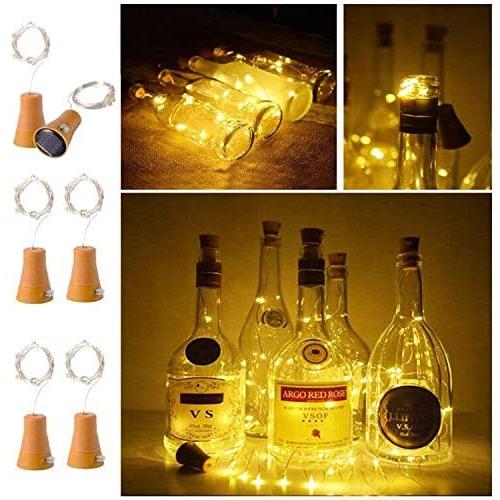 6 Pack Solar Powered Wine Bottle Lights, 20 LED Waterproof Copper Cork Solar Lights for Wedding Christmas, Outdoor, Holiday, Garden, Patio, Pathway Decor (Warm White)