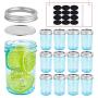 Triple Bubble 12 Pack 8 oz Mason Jars Small Glass Jars with Lids, Blue Canning Jars Ideal for Food Storage, Jam, Canning, Honey, Jelly Jars