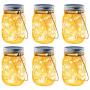 Brizled Solar Mason Jar Lights, 6 Pack 30 LED Solar Fairy String Lights with Hangers, Outdoor Solar Lantern Table Light Waterproof Firefly Jar Lid Light for Christmas Patio Garden Yard Deck Floor Lawn