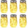 Solar Mason Jar Lights Outdoor Hanging Lights 6 Pack 30 Led String Fairy Lights Solar Lanterns Decorative Garden Lights Jar Table Lamp for Patio Party Garden