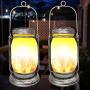 Solar Hanging Lanterns Outdoor 2 Pack,ANTSBOOM Mason Jar Lantern Waterproof Flickering Flame Solar Lanterns with Retro Desgin for Patio Garden Yard Pathway Decoration