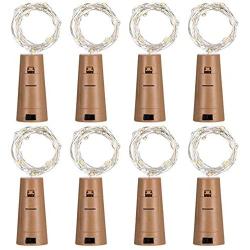 No/Brand Wine Bottle Lights with Cork 8Pcs 1.5m 15 LEDs Cork Shape Silver Copper Wire Battery Powered LED Fairy String Lights for DIY/Decor/Party/Wedding/Christmas/Halloween (Warm White)