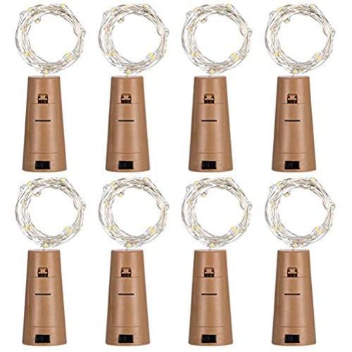 No/Brand Wine Bottle Lights with Cork 8Pcs 1.5m 15 LEDs Cork Shape Silver Copper Wire Battery Powered LED Fairy String Lights for DIY/Decor/Party/Wedding/Christmas/Halloween (Warm White)