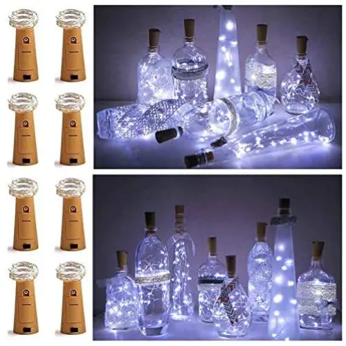 8 Pack 20 LED Wine Bottle Cork Lights, Fairy Mini String Lights Copper Wire, Battery Operated Starry Lights for DIY, Christmas, Halloween, Wedding, Party, Indoor&Outdoor (Cool White) 8 Pack 20 LED Wine Bottle Cork Lights, Fairy Mini String Lights Copper Wire, Battery Operated Starry Lights for DIY, Christmas, Halloween, Wedding, Party, Indoor&Outdoor (Cool White)