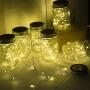 Mason Jar Solar Lights, 30 LEDs 8 Pack Lids String Lights Firefly Jars Waterpoof for Outdoor Christmas Holidays Yard Decorations - Warm White(No Jars)