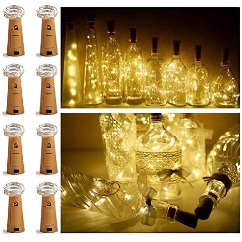 8 Pack 20 LED Wine Bottle Cork Lights, Fairy Mini String Lights Copper Wire, Battery Operated Starry Lights for DIY, Christmas, Halloween, Wedding, Party, Indoor&Outdoor (Warm White)